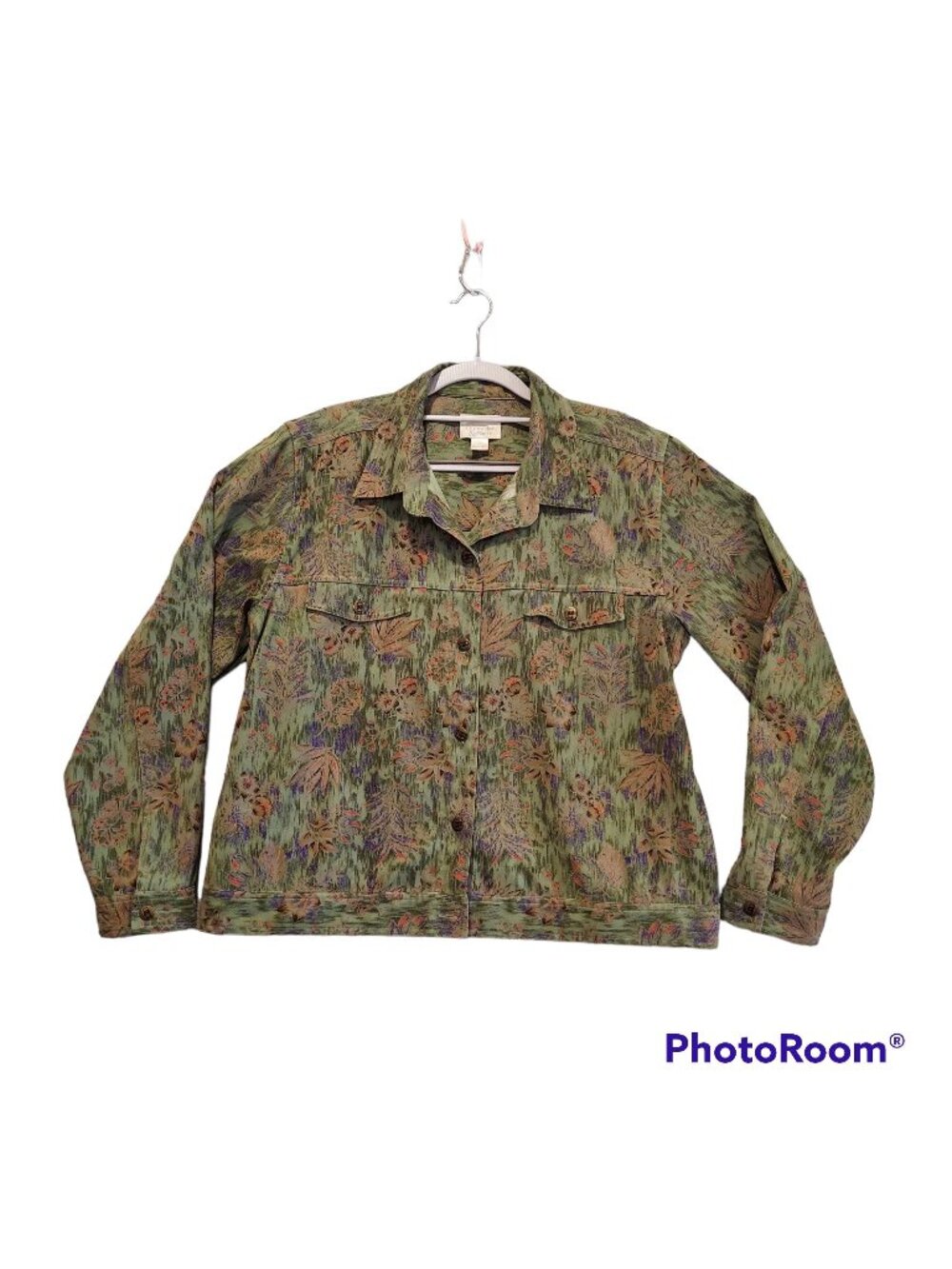 Find Christopher & Banks jacket womens L green Leaf metal buttons career casual